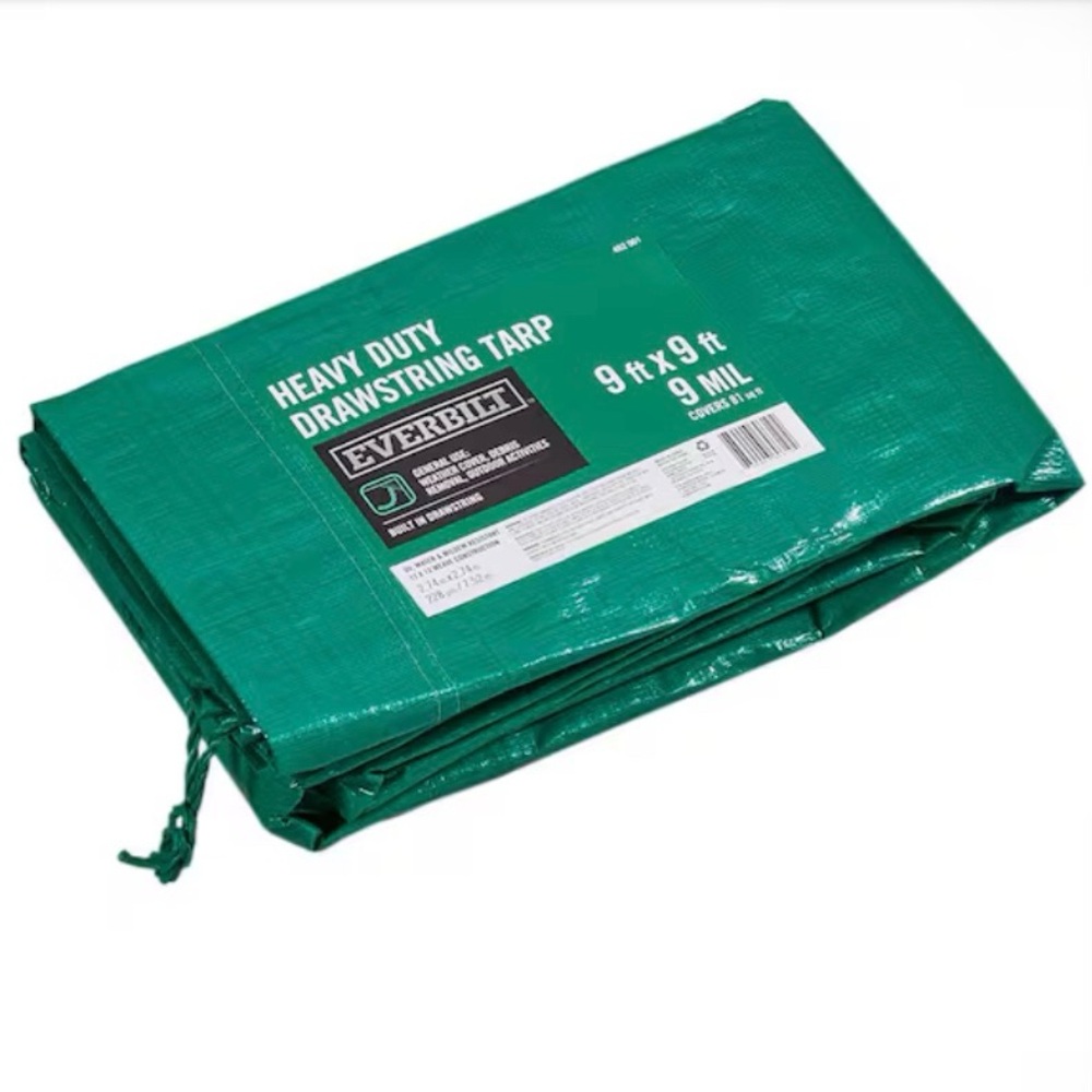 EVERBILT 9 ft. x 9 ft. Green Heavy Duty Drawstring Tarp